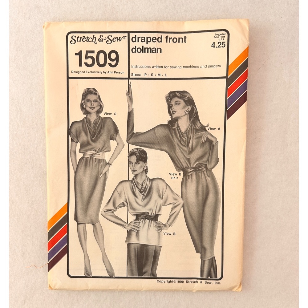 Stretch & Sew 90's Draped Front Dolman New Sewing Pattern 1509,